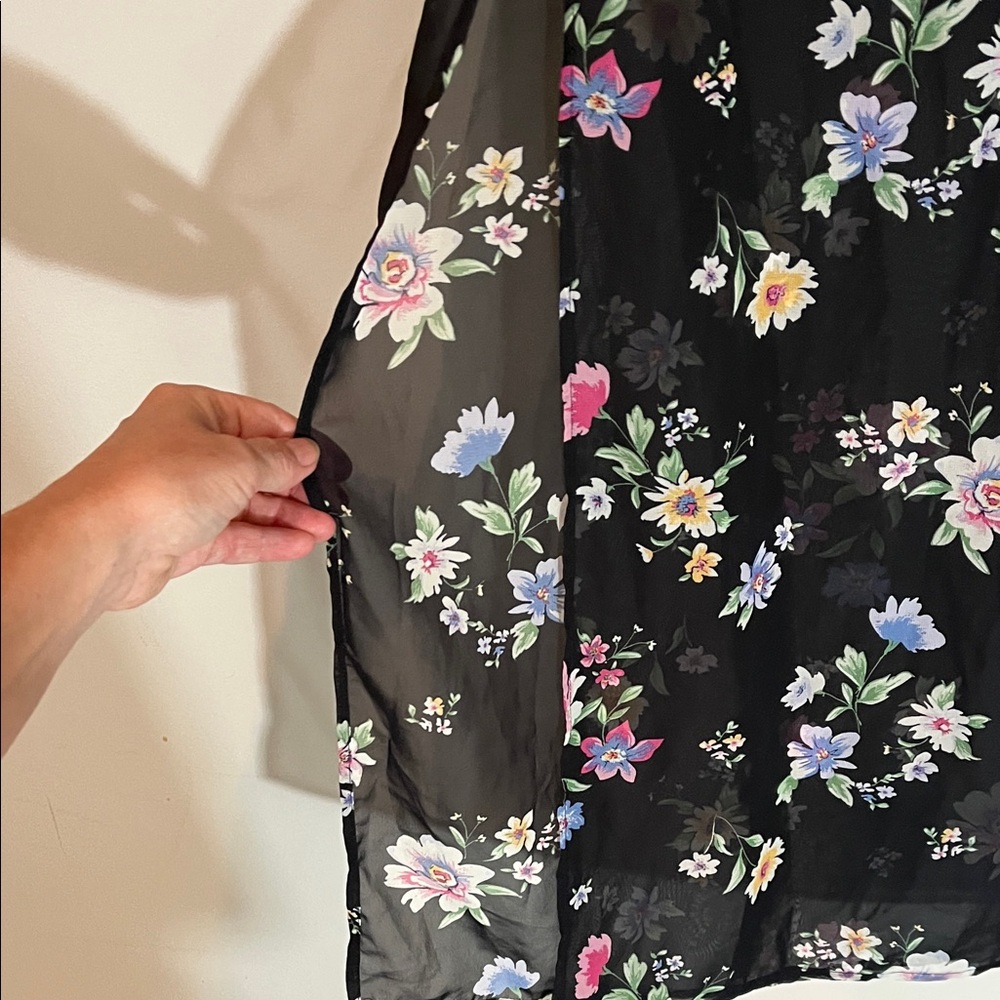 Divided Black Floral Pencil Skirt XS Sheer over Short Skirt - Picture 6 of 8